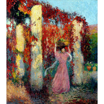 РЕПРОДУКЦИИ НА КАРТИНИ Млада жена носеща кошница на главата си пред пергола (1905)